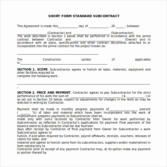 Free Subcontractor Agreement Template Word Beautiful 15 Sample Subcontractor Agreements