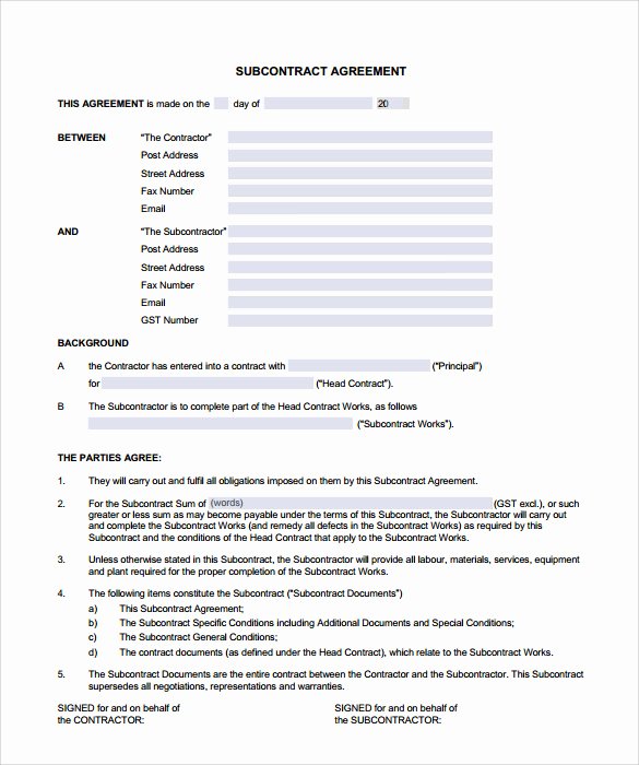 Free Subcontractor Agreement Template Word Beautiful 8 Subcontractor Contract Templates to Download for Free