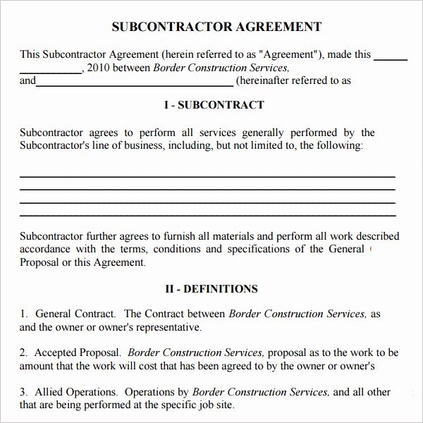 Free Subcontractor Agreement Template Word Best Of 10 Best Of Llc Operating Agreement Fillable