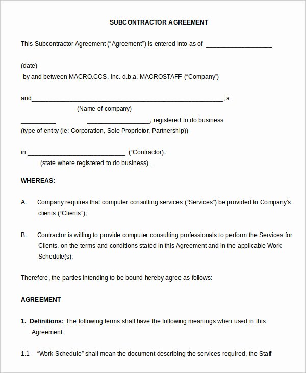 Free Subcontractor Agreement Template Word Elegant 7 Non Pete Agreement Templates Pdf Word