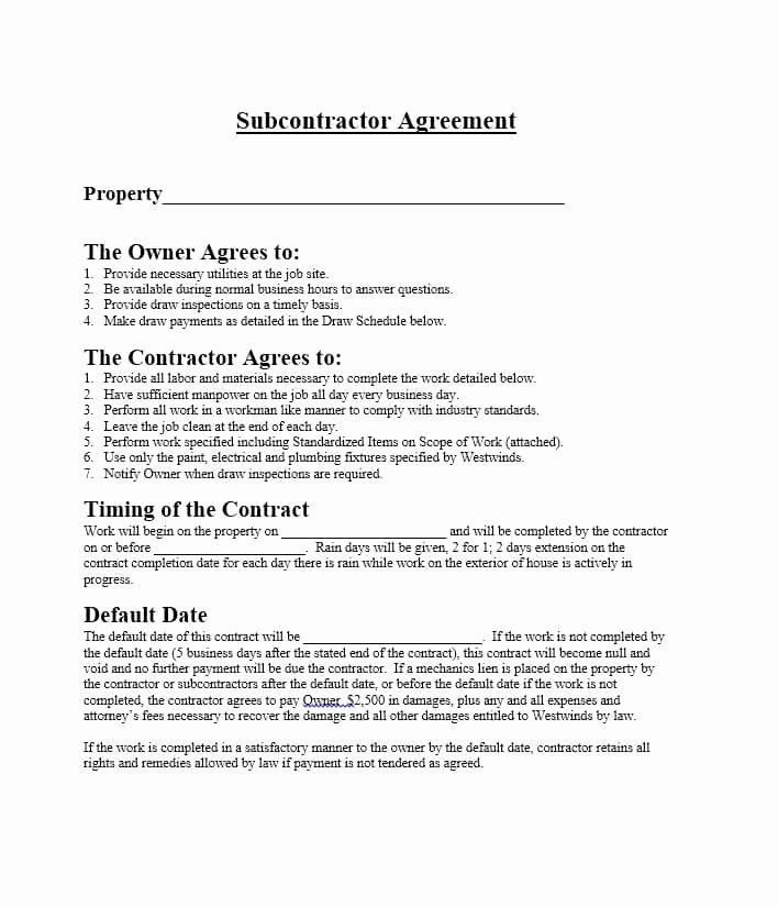 Free Subcontractor Agreement Template Word Elegant Need A Subcontractor Agreement 39 Free Templates Here