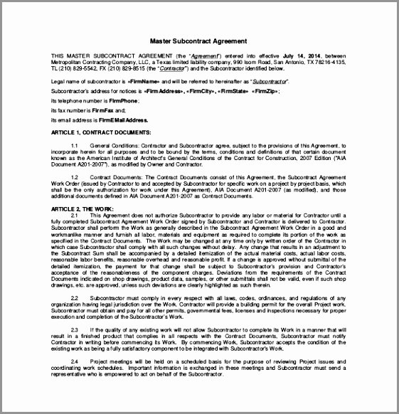 Free Subcontractor Agreement Template Word Fresh 12 Subcontractor Information form Template Troau