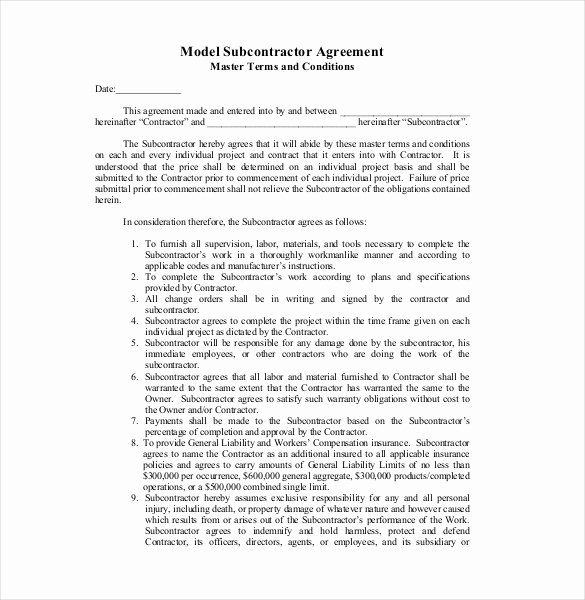 Free Subcontractor Agreement Template Word Lovely 13 Subcontractor Agreement Templates – Word Pdf Pages