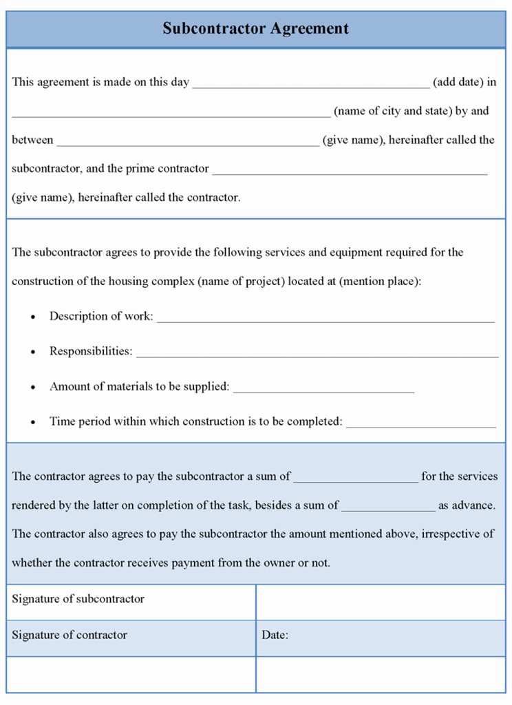Free Subcontractor Agreement Template Word Lovely Agreement Template for Subcontractor Template Of
