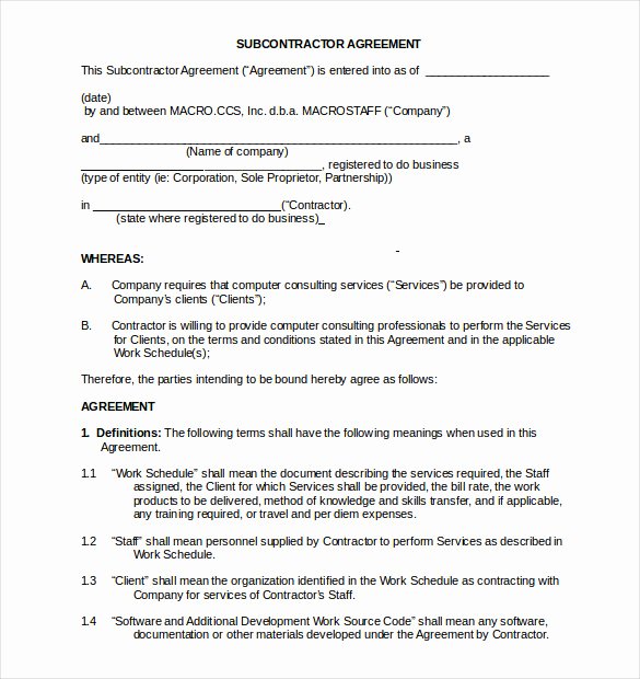 Free Subcontractor Agreement Template Word Luxury 8 Non Pete Agreement Templates Doc Pdf