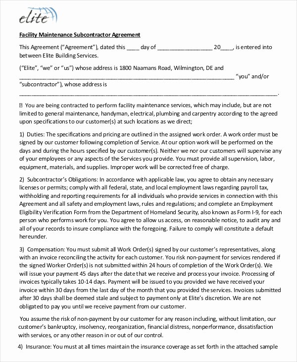Free Subcontractor Agreement Template Word Unique 12 Simple Subcontractor Agreement Templates Word Pdf