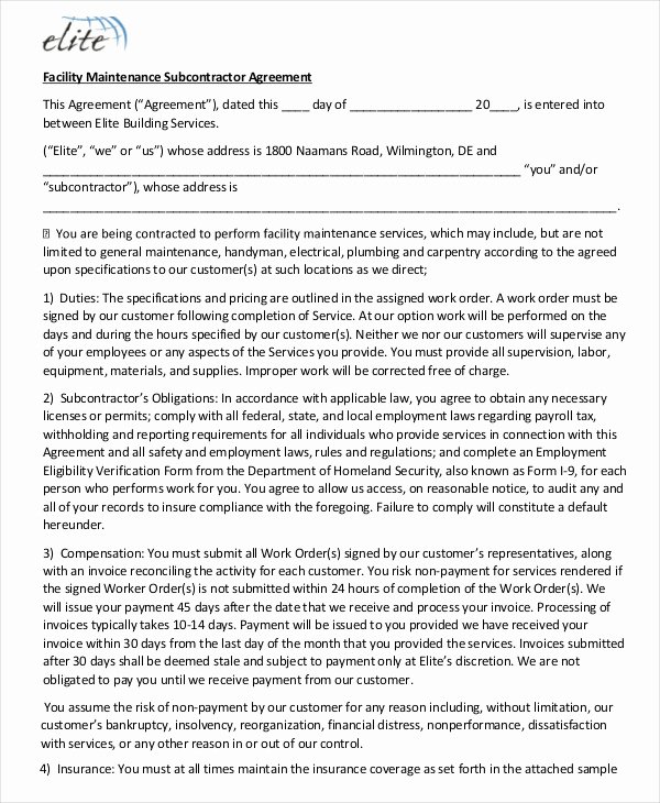 Free Subcontractor Agreement Template Word Unique 12 Simple Subcontractor Agreement Templates Word Pdf