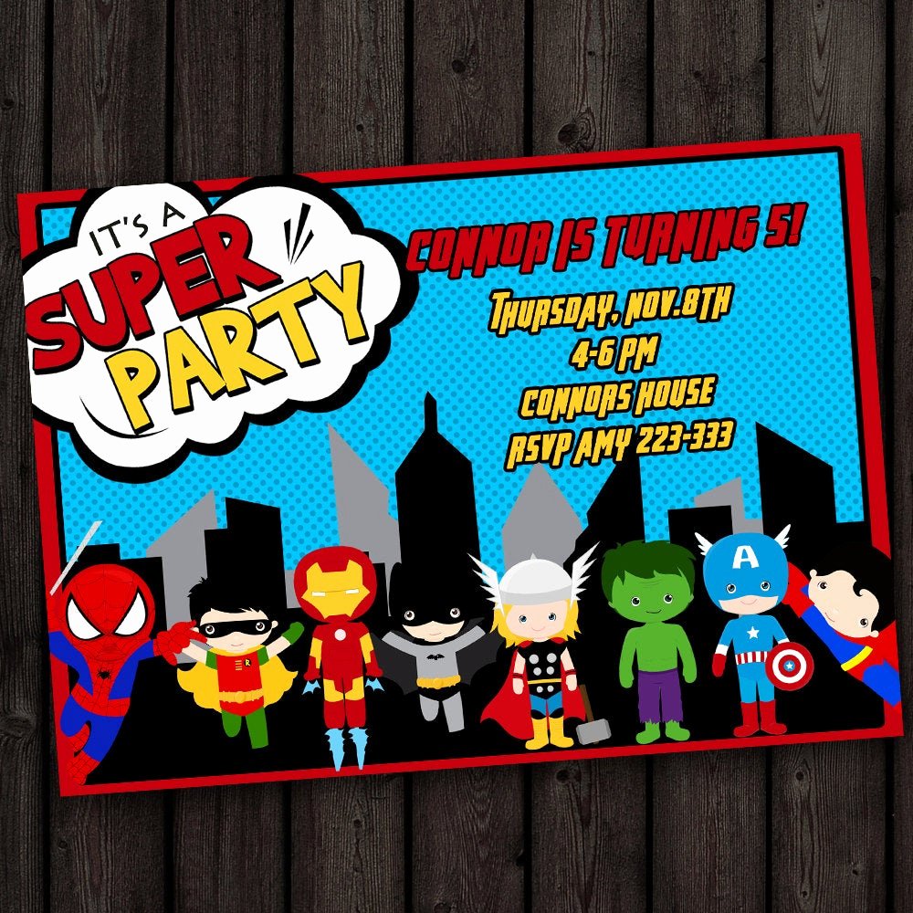 Free Superhero Invitation Templates Elegant Fast Ship Fast Customized Superhero Invitation Avengers