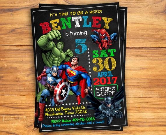 Free Superhero Invitation Templates Elegant Superhero Invitation Superhero Avenger Birthday Invitation