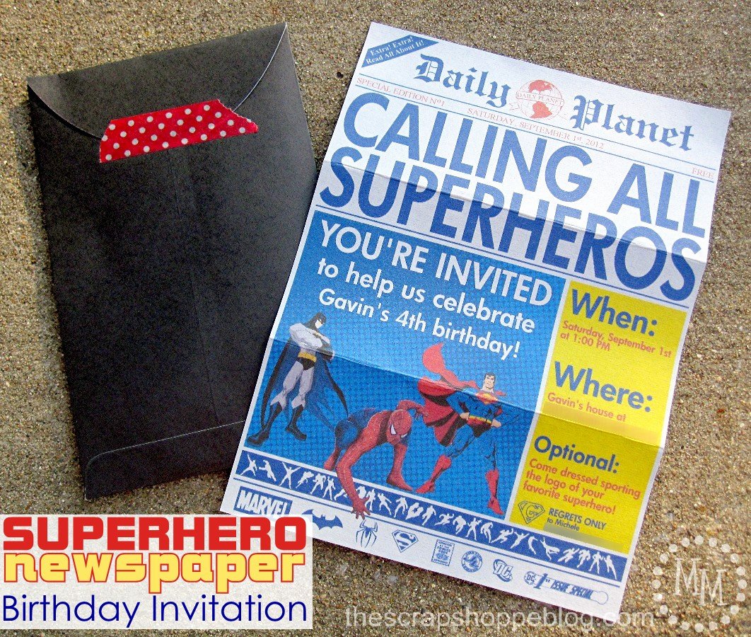 Free Superhero Invitation Templates Lovely Superhero Newspaper Birthday Invitation the Scrap Shoppe