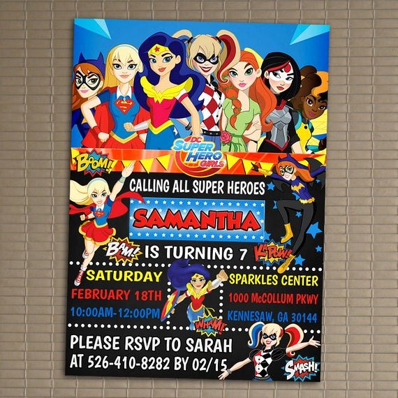 Free Superhero Invitation Templates Luxury Dc Superhero Girls Invitation You Print Invitation Dc