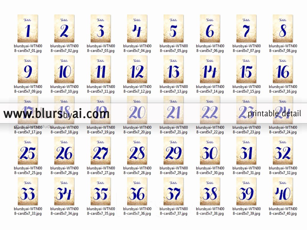 Free Table Number Templates 4x6 Beautiful 4x6&quot; Printable Table Numbers In Navy Blue &amp; Gold Glitter