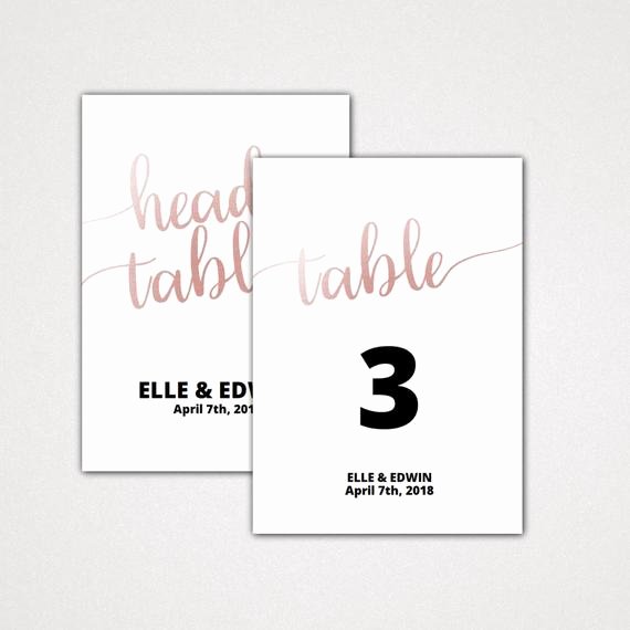 Free Table Number Templates 4x6 Luxury Rose Gold 5x7 &amp; 4x6 Table Numbers for Wedding A Printable