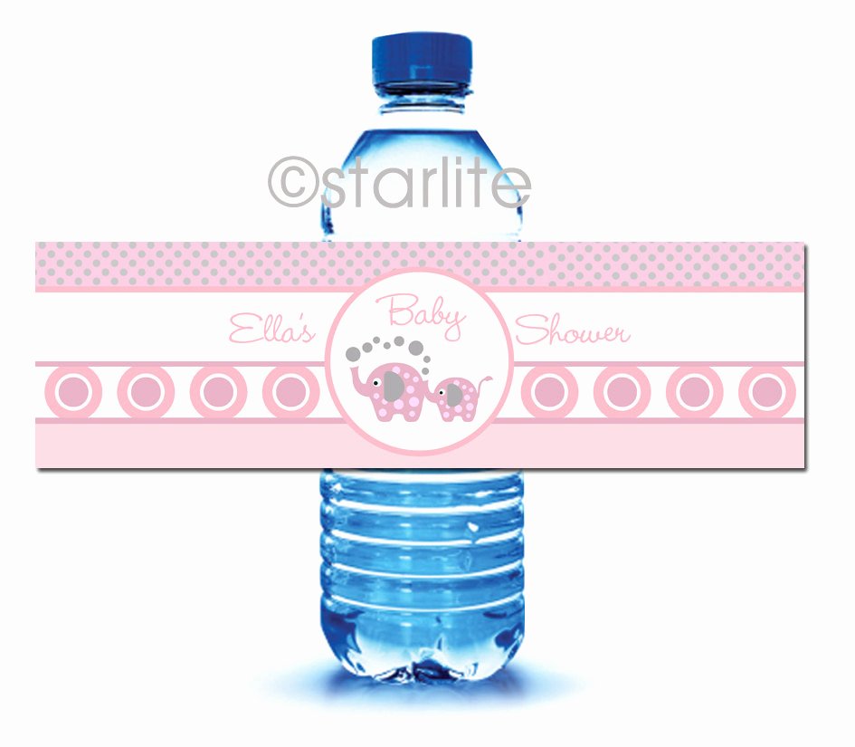 Free Water Bottle Label Template Baby Shower Beautiful Elephant Baby Shower Printable Water Bottle Labels Elephant