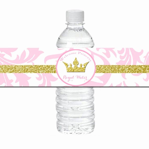 Free Water Bottle Label Template Baby Shower Best Of Pink Princess Baby Shower Water Bottle Labels Printable Pink