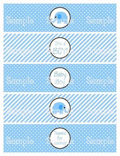 Free Water Bottle Label Template Baby Shower Inspirational Printable M2m Blue Elephant Baby Shower Water Bottle