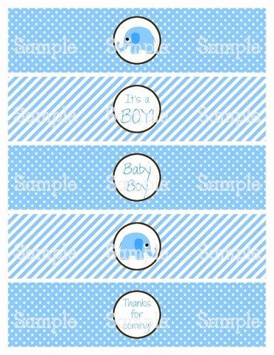 Free Water Bottle Label Template Baby Shower Inspirational Printable M2m Blue Elephant Baby Shower Water Bottle