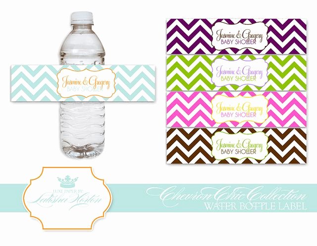 Free Water Bottle Label Template Baby Shower Lovely Chevron Collection Printable Water Bottle Labels