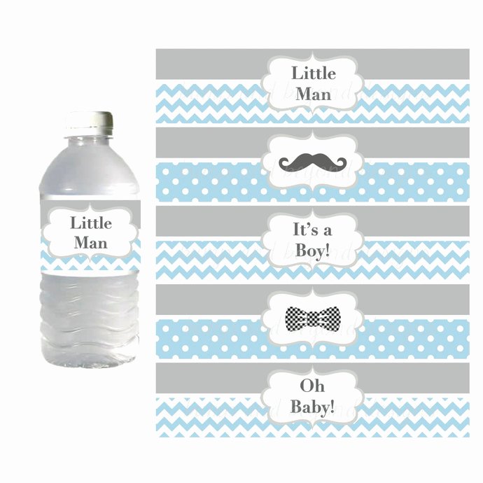 Free Water Bottle Label Template Baby Shower Lovely Mustache Baby Shower Digital Water