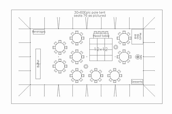 Free Wedding Floor Plan Template Beautiful Cad Tent Layout for Wedding Reception with 75 Guests In
