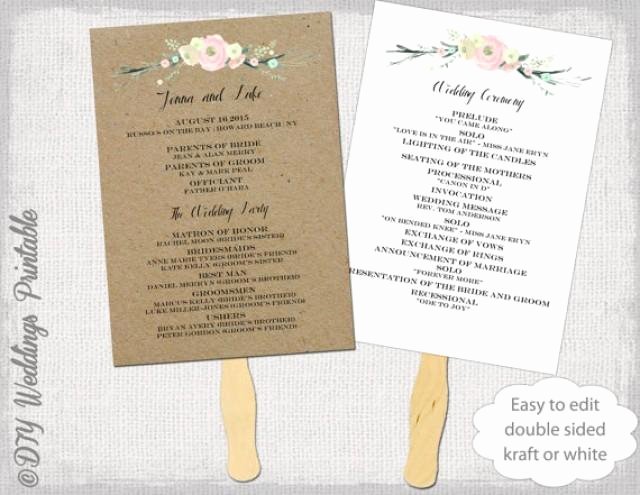 Free Wedding Program Fan Templates Awesome Wedding Program Fan Template &quot;rustic Flowers&quot; Diy Kraft