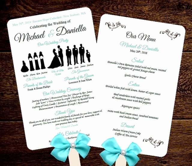 Free Wedding Program Fan Templates Unique Diy Silhouette Wedding Fan Program W Menu Printable