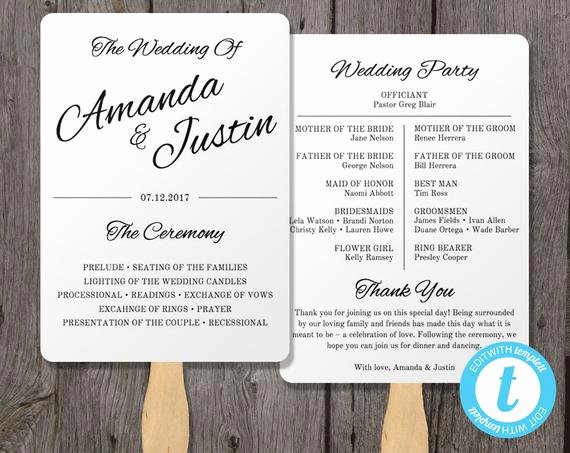 Free Wedding Program Fan Templates Unique Printable Wedding Program Fan Template Fan Wedding by