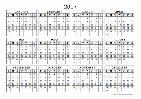 Free Yearly Calendar 2017 Best Of 2017 Yearly Calendar Landscape 09 Free Printable Templates