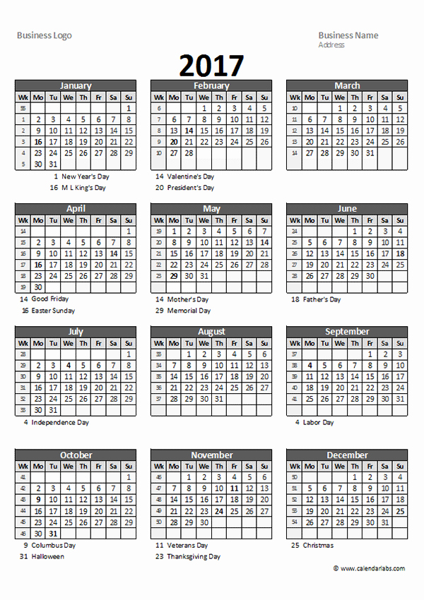 Free Yearly Calendar 2017 Best Of 2017 Yearly Spreadsheet Calendar Free Printable Templates