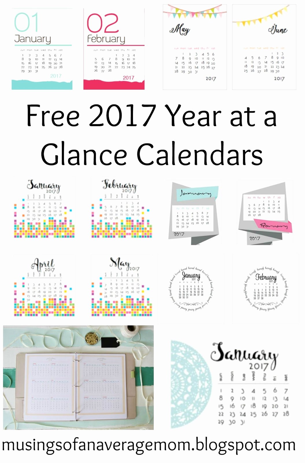 Free Yearly Calendar 2017 Elegant Musings Of An Average Mom 2017 Monthly Calendars