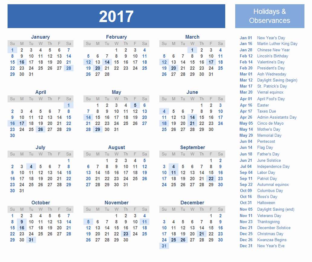 Free Yearly Calendar 2017 Luxury 2017 Calendar