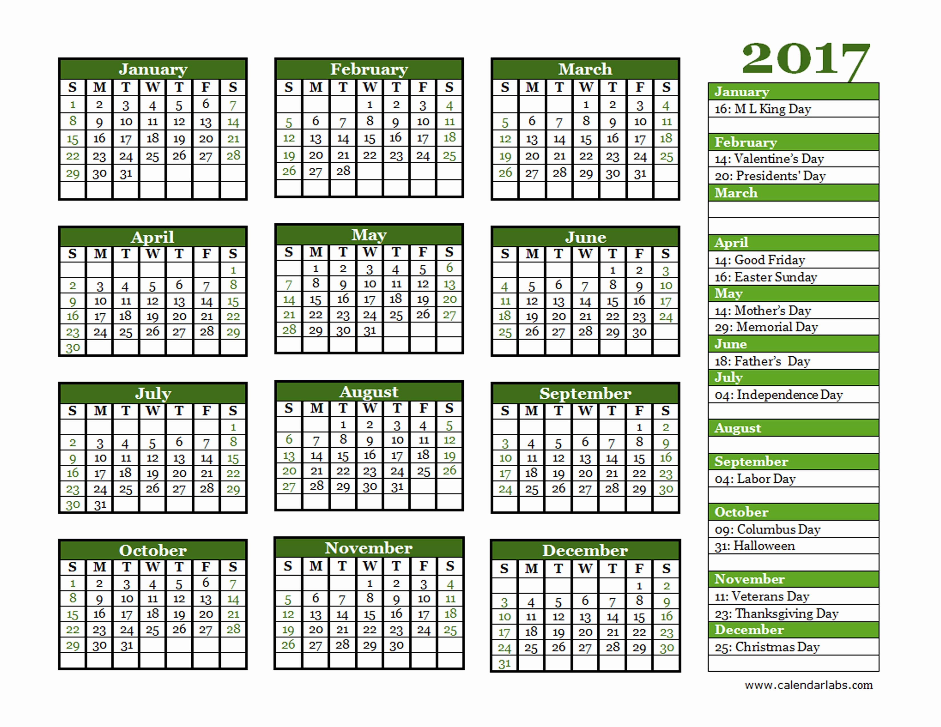 Free Yearly Calendar 2017 Unique 2017 Yearly Calendar Landscape 06 Free Printable Templates