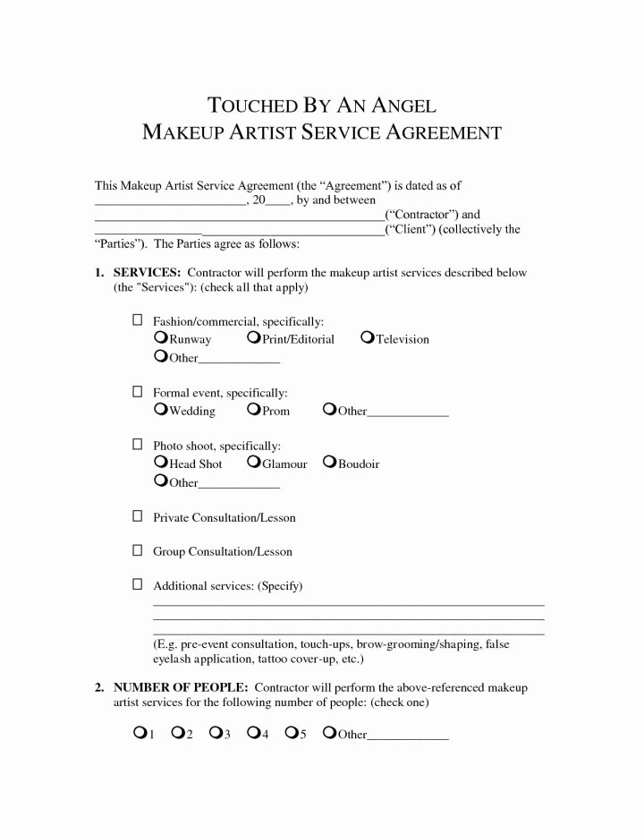 Freelance Makeup Artist Contract Template Luxury Makeup Bridal Contract