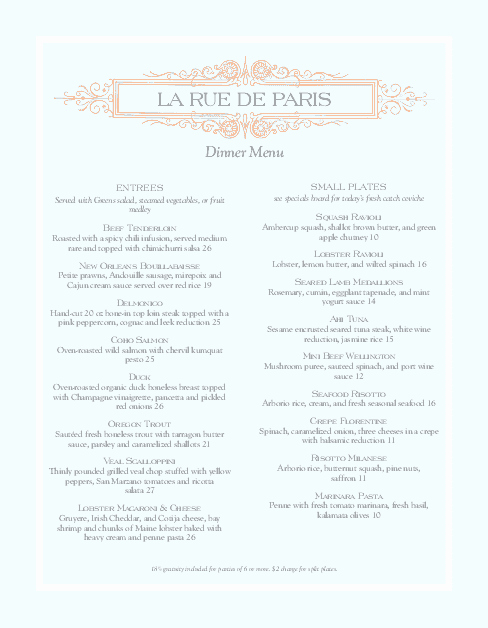 French Menu Design New A French Menu