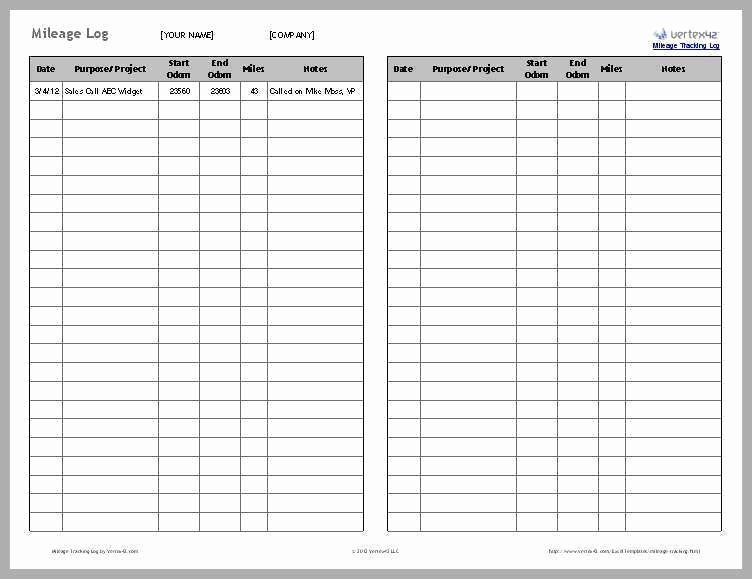 Fuel Log Book Template Excel Fresh Milage Logs