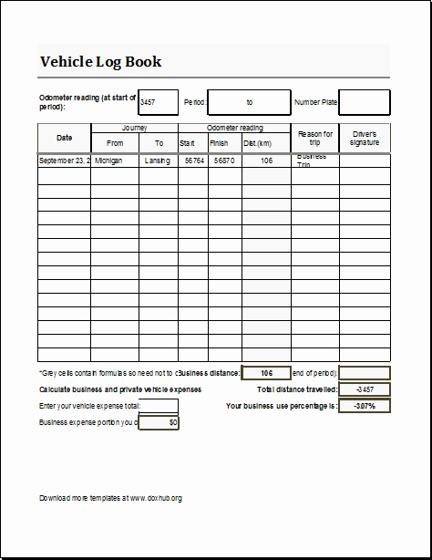 Fuel Log Book Template Excel Inspirational Vehicle Log Book Template for Ms Excel and Calc