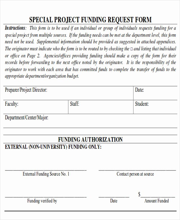 Fund Request form Template New Sample Funding Request form 10 Examples In Word Pdf