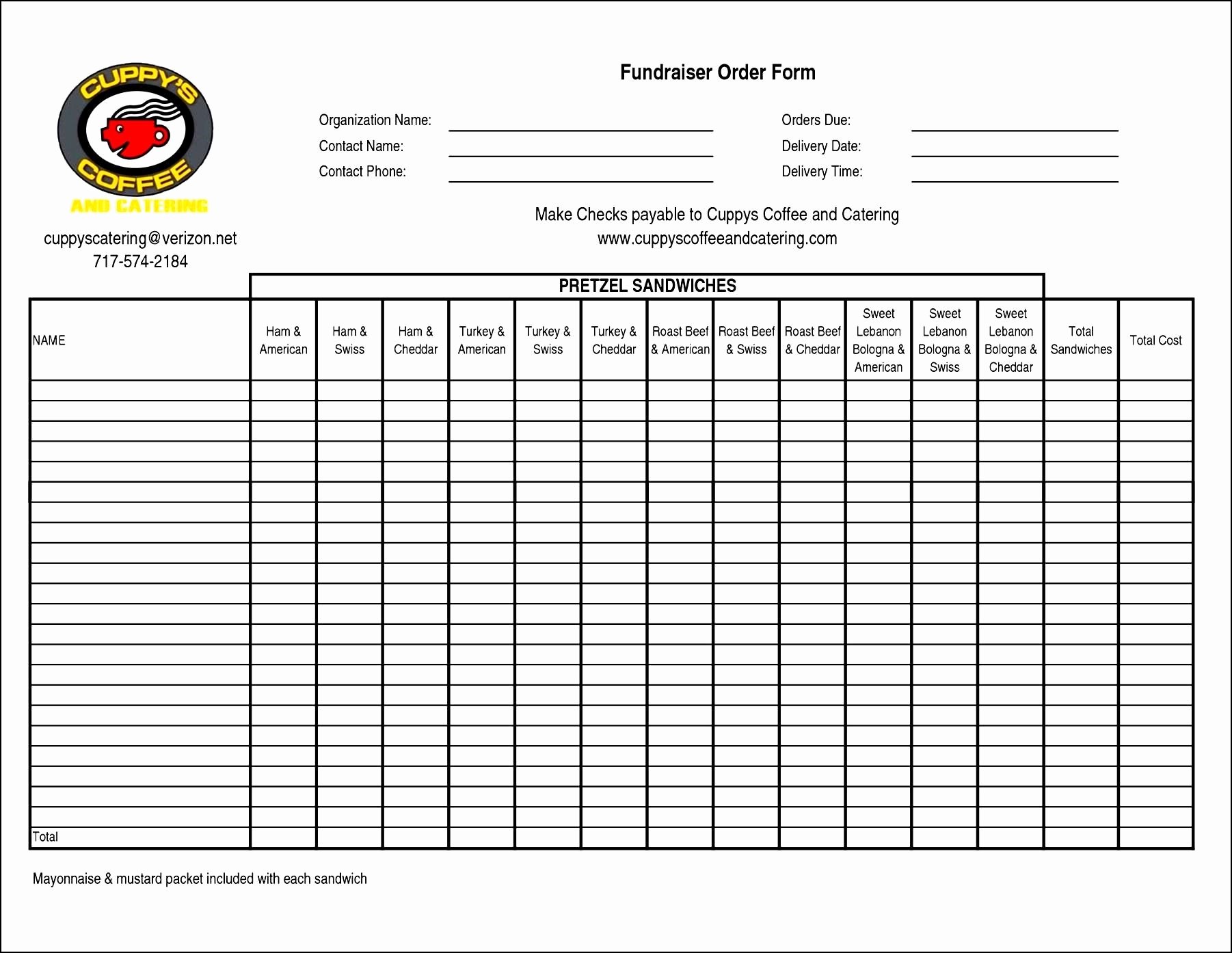 Fundraising order form Template Beautiful Fundraiser order Sheet Templates