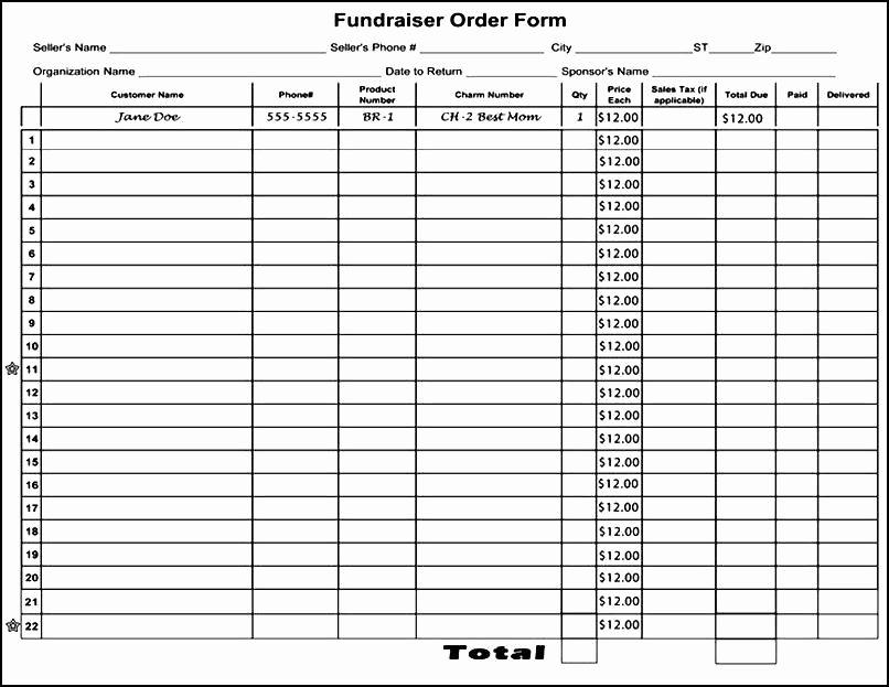 Fundraising order form Template Elegant Blank Fundraiser order form Template