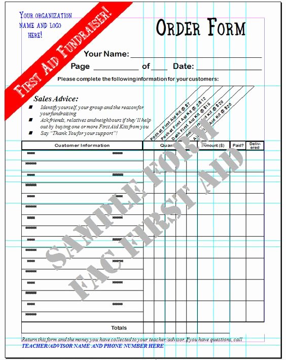 Fundraising order form Template Elegant Fundraiser order form Fundraising Kits