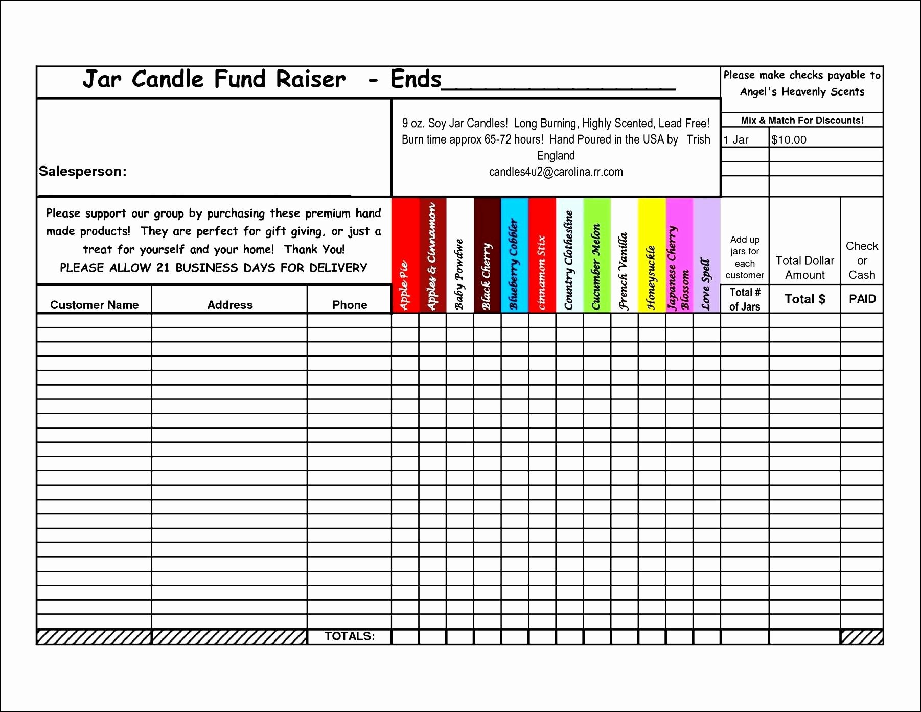 Fundraising order form Template Fresh Candle Fundraiser order form Template
