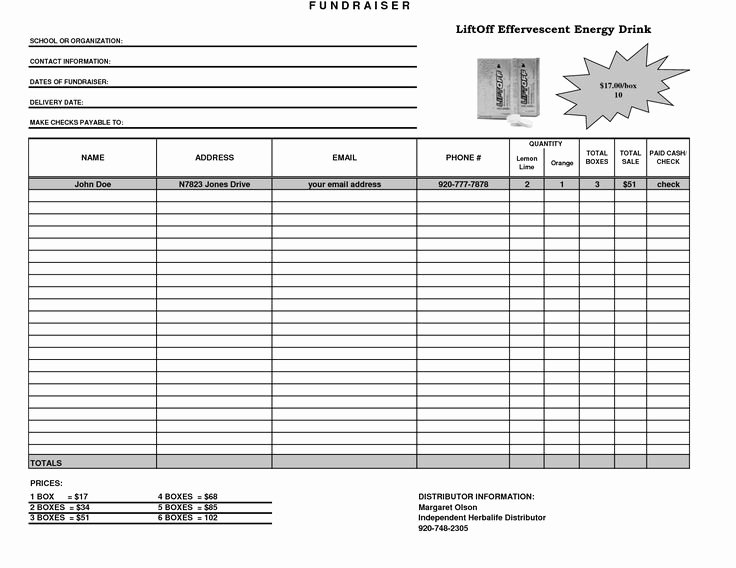 Fundraising order form Template Inspirational Fundraiser Template Excel Fundraiser order form Template