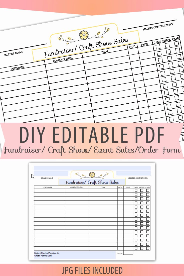 Fundraising order form Template Lovely Diy Editable Printable Pdf order form Fundraiser Craft