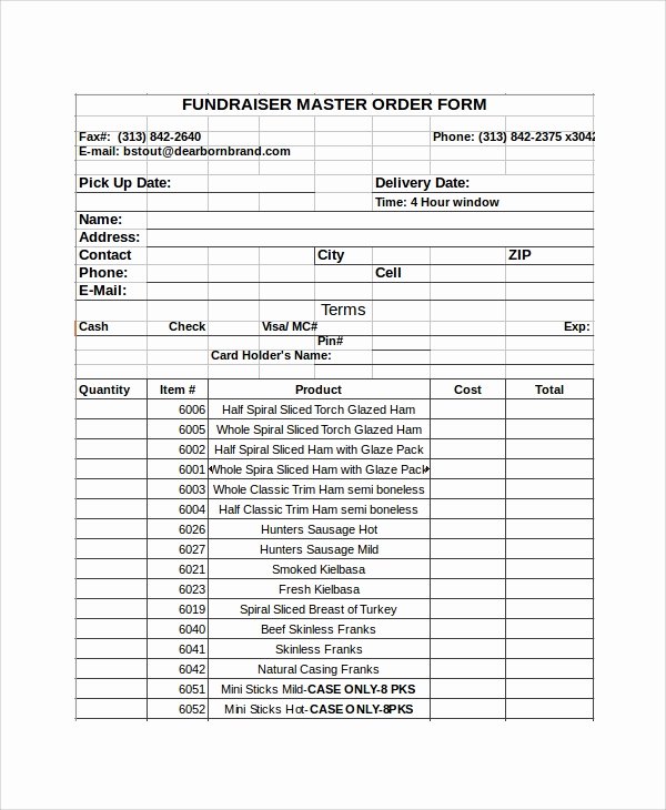 Fundraising order form Template New Excel order form Template 19 Free Excel Documents