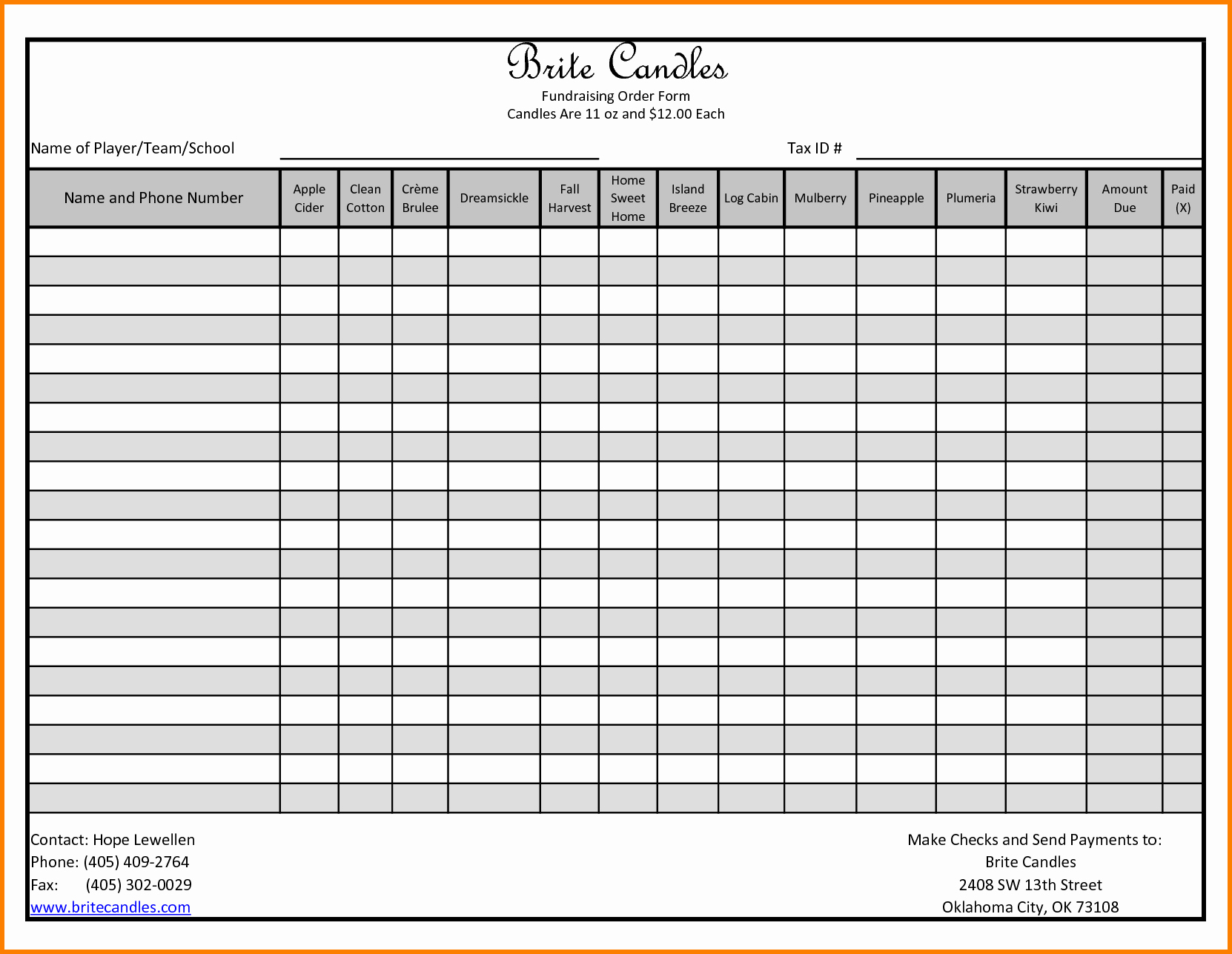 Fundraising order form Template New Fundraiser order form Template Excel