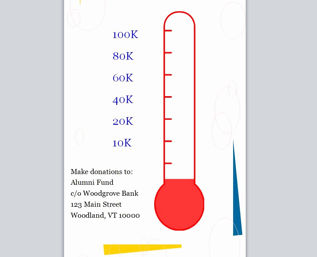 Fundraising thermometer Excel New Fundraising Goal thermometer