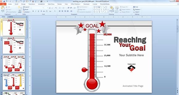 Fundraising thermometer Template Excel Beautiful Animated Goal Chart Template for Powerpoint