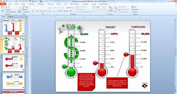 Fundraising thermometer Template Powerpoint Awesome Animated Goal Chart Template for Powerpoint