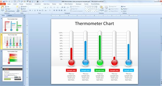 Fundraising thermometer Template Powerpoint Beautiful thermometer Chart Powerpoint Template