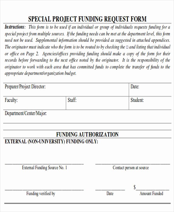 Funds Request form Template Lovely Sample Funding Request form 10 Examples In Word Pdf